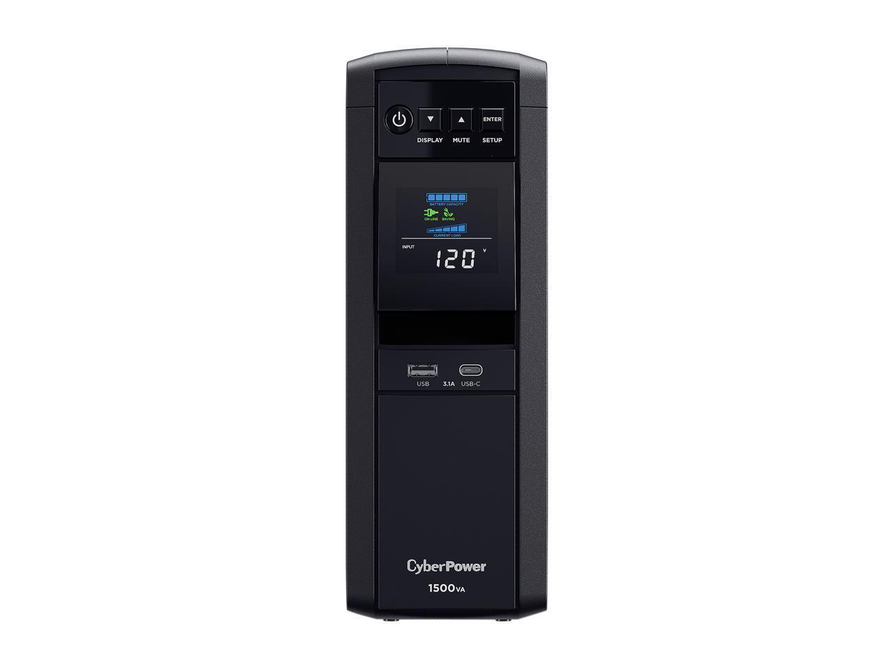 CyberPower CP1500PFCLCD PFC Sinewave UPS System, 1500VA/1000W