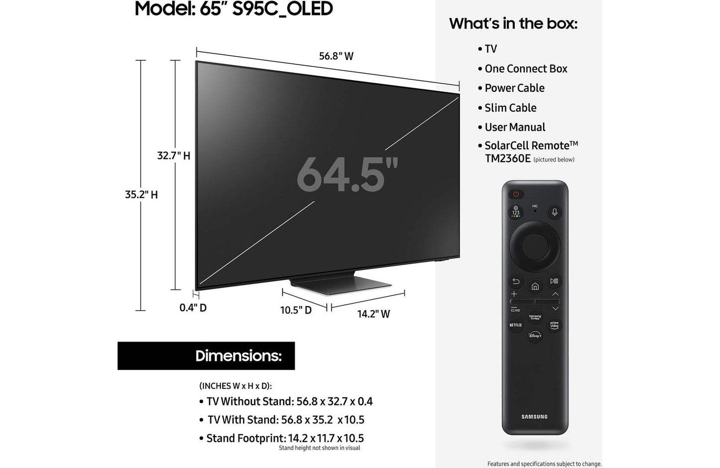 Samsung QN65S95C 65" S95C Quantum HDR OLED+ 4K UHD Smart TV (2023)