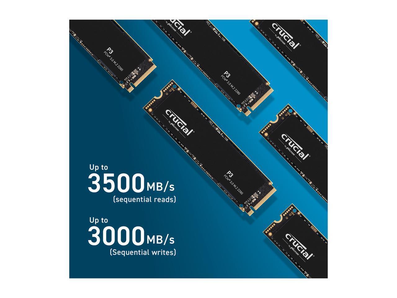 Crucial P3 500GB PCIe 3.0 3D NAND NVMe M.2 SSD, up to 3500MB/s