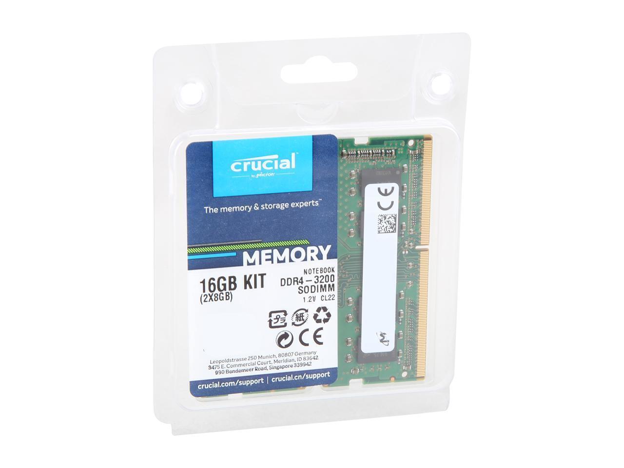 Crucial 16GB (2 x 8GB) 260-Pin DDR4 SO-DIMM DDR4 3200 (PC4 25600) Laptop