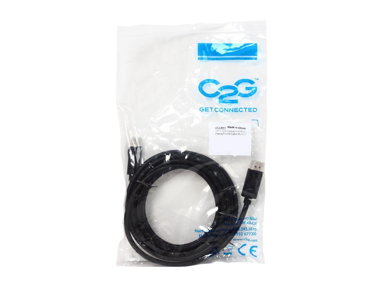 C2G 54403 15ft Black DispalyPort Cable Male to Male