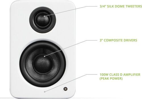 Kanto YU2 100 Watt PC Gaming Desktop Speakers, Built-In USB DAC, White (YU2MW)