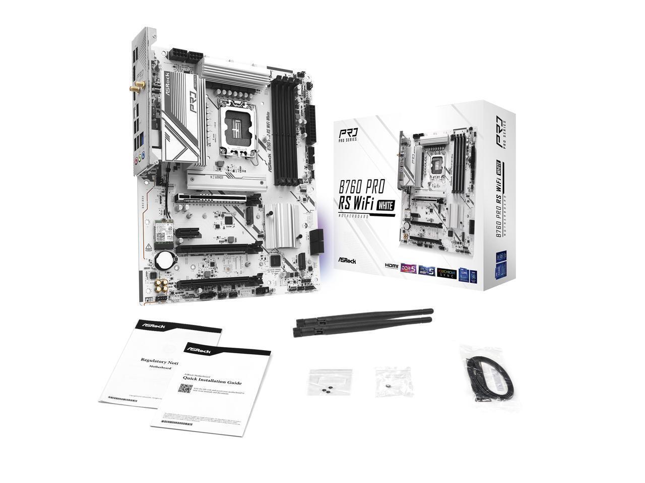 ASRock B760 Pro RS WiFi White LGA 1700 Intel B760 SATA 6Gb/s ATX Motherboard