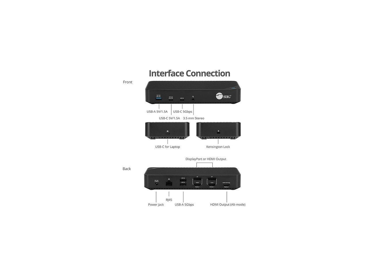 SIIG Black JU-DK0P11-S1 Notebook Docking Station