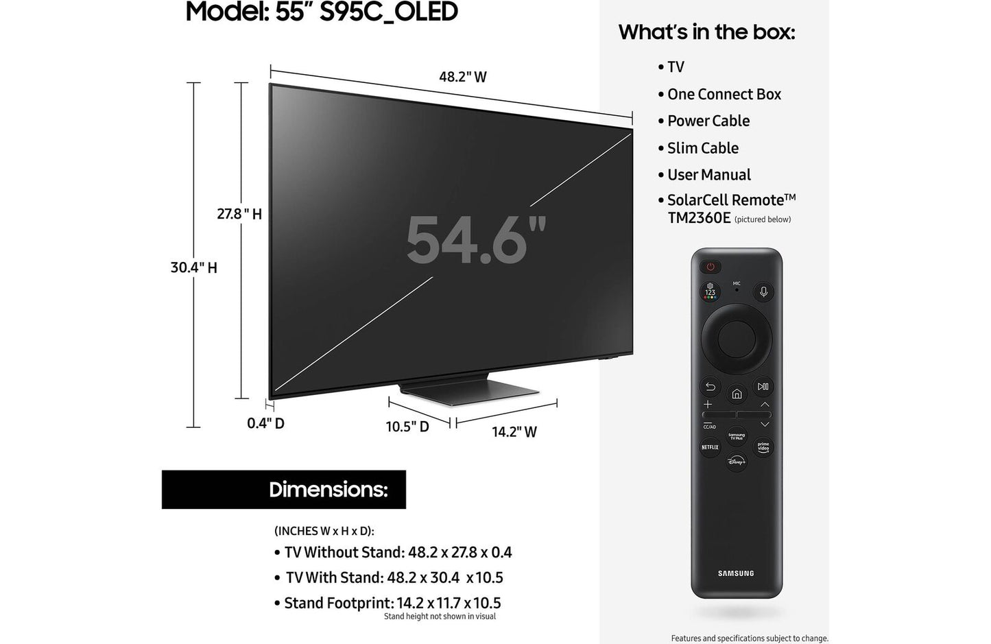 Samsung QN55S95CA S95C Quantum HDR OLED+ 4K UHD Smart TV (55")