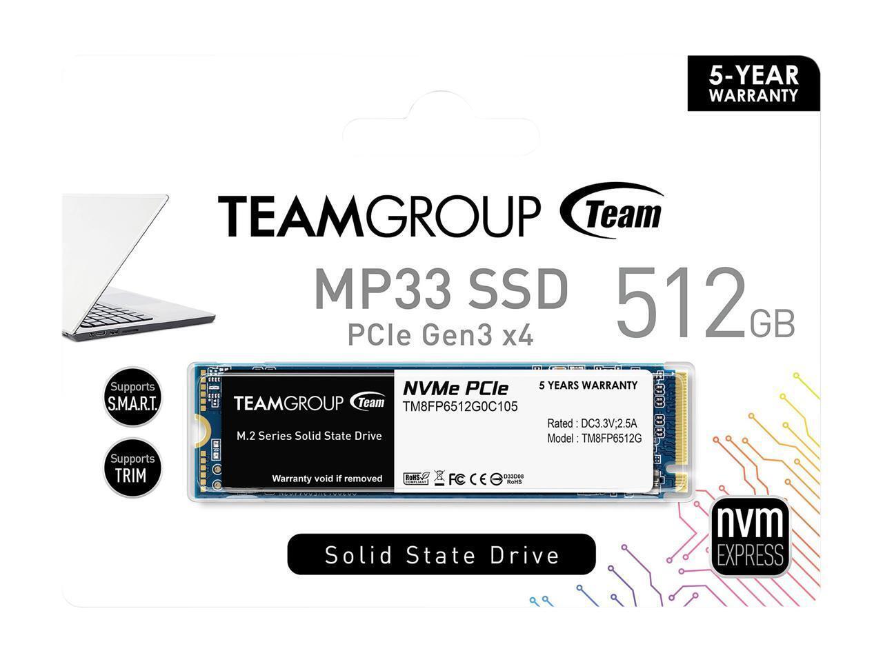 Team Group MP33 M.2 2280 512GB PCIe 3.0 x4 with NVMe 1.3