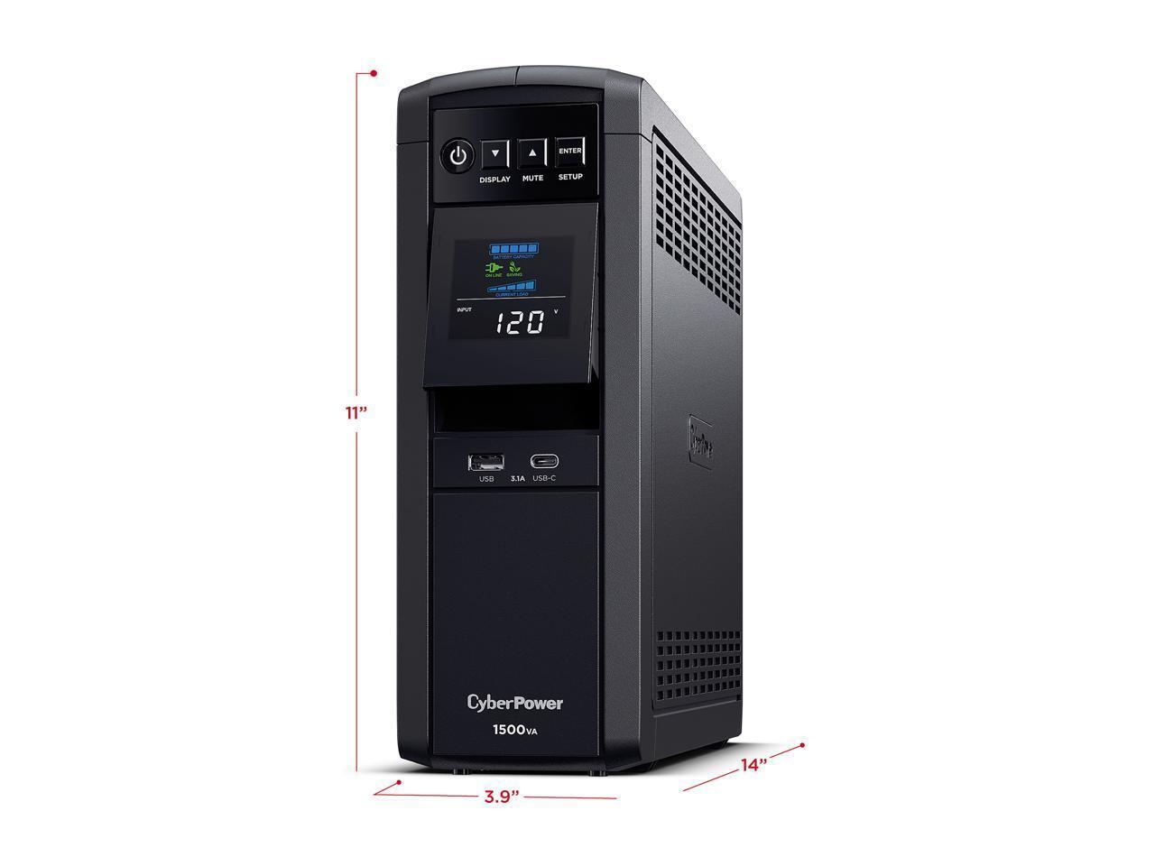 CyberPower CP1500PFCLCD PFC Sinewave UPS System, 1500VA/1000W