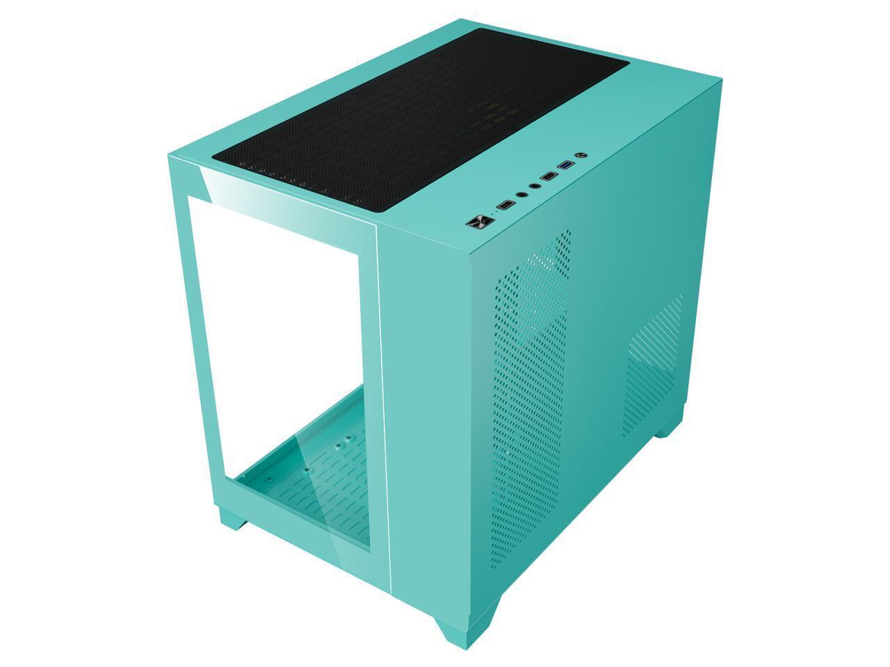 DIYPC ARGB-Q3.v2-Green USB3.0 Tempered Glass Micro ATX Green Gaming Computer