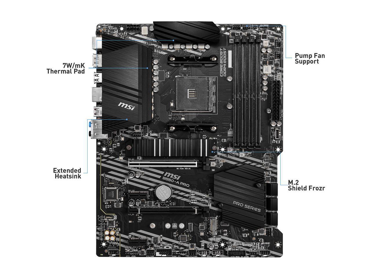 MSI PRO B550-A PRO AM4 AMD B550 SATA 6Gb/s USB 3.0 ATX AMD Motherboard