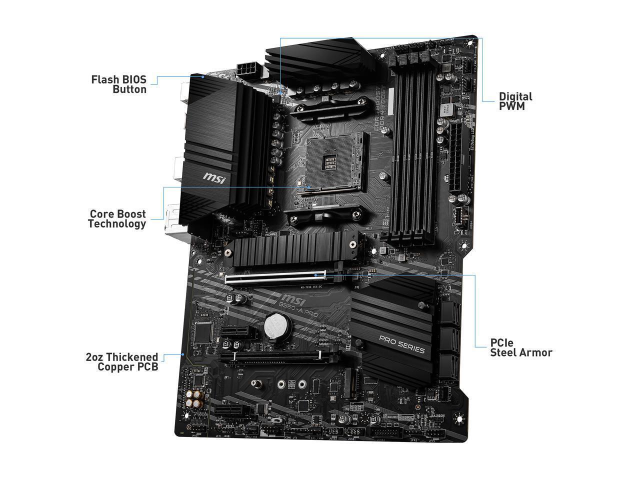 MSI PRO B550-A PRO AM4 AMD B550 SATA 6Gb/s USB 3.0 ATX AMD Motherboard