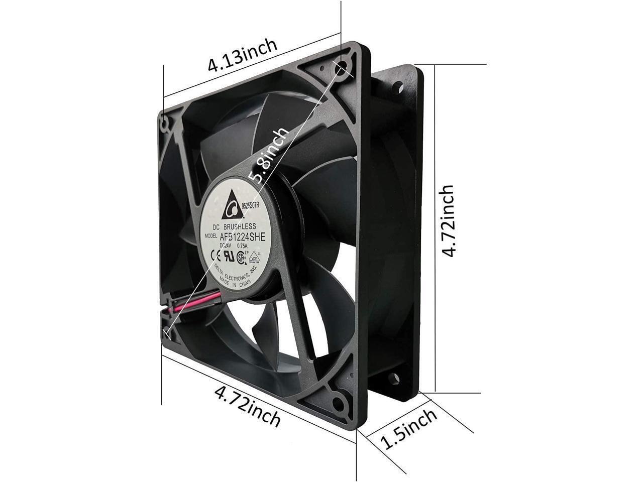 Delta 120mm High CFM Fan AFB1224SHE 24V DC 120mm 3Pin 2 Wire PC Computer CPU