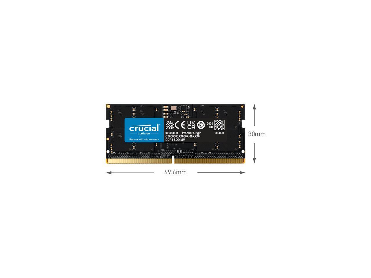 Crucial 64GB (2 x 32GB) 262-Pin DDR5 SO-DIMM DDR5 4800 (PC5 38400)