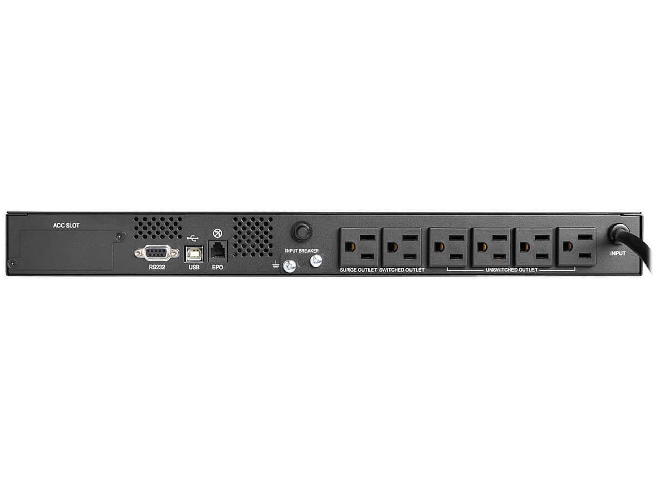 Tripp Lite SMART500RT1U Smart Pro 500 VA 300 Watts 1U Rackmount 7 Outlets Line