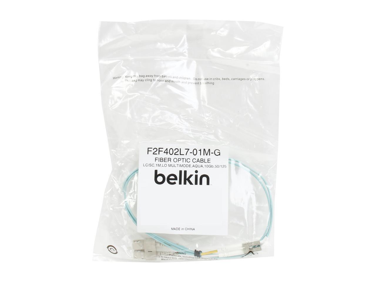 Belkin F2F402L7-01M-G 3.3 feet (1m) Patch Cable 10 Gig Aqua 50/125 LC/SC Male to