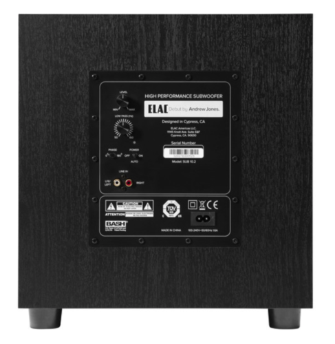 ELAC Debut 2.0 DS10.2 200 Watt Powered Subwoofer, Black DS102-BK