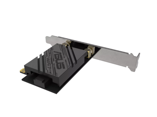 ASUS PCE-BE92BT WiFi 7 PCI-E Adapter with 2 external antennas. Supporting 6GHz