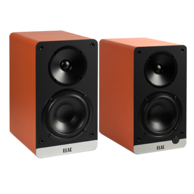 ELAC Debut ConneX DCB41-OR Powered Bookshelf Speakers with Bluetooth (Orange)