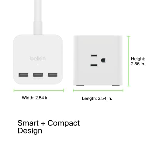 Belkin 3-Outlet Power Cube with 5-Foot Cord and USB-A Ports SRA006P3TT5