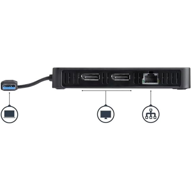 StarTech.com USBA2DPGB USB to Dual DisplayPort - Mini Dock - Mac & Windows -