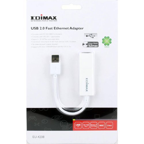 EDIMAX EU-4208 Fast Ethernet Adapter 10/100Mbps USB 2.0 1 x RJ45