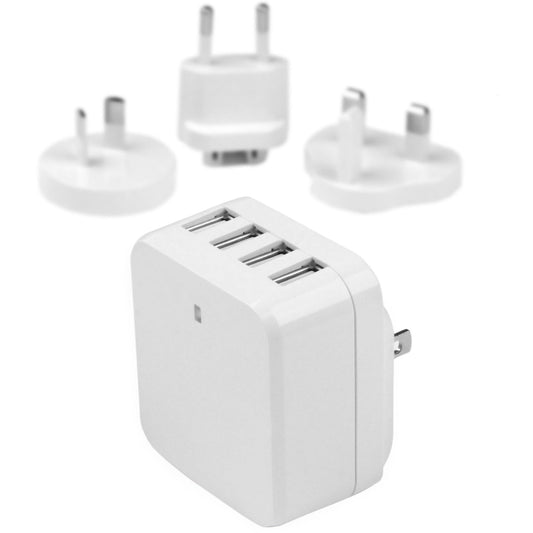 StarTech USB4PACWH Travel USB Wall Charger - 4-Port - White - Universal Travel