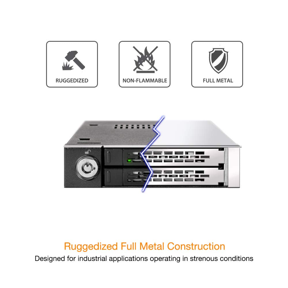 ICY DOCK Full Metal 2 Bay 2.5 SATA/SAS HDD & SSD Hot Swap Mobile Rack Enclosure