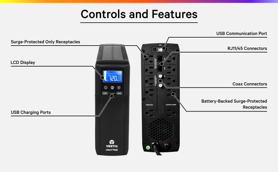 Vertiv Liebert PSA5 UPS - 700VA/420W 120V | Line Interactive AVR Tower UPS