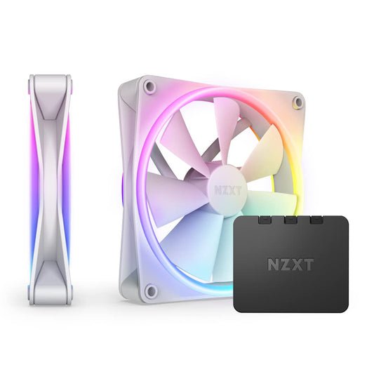 NZXT F140RGB Duo - 140mm Dual-sided RGB Fan - Twin Pack (White) w/RGB Controller