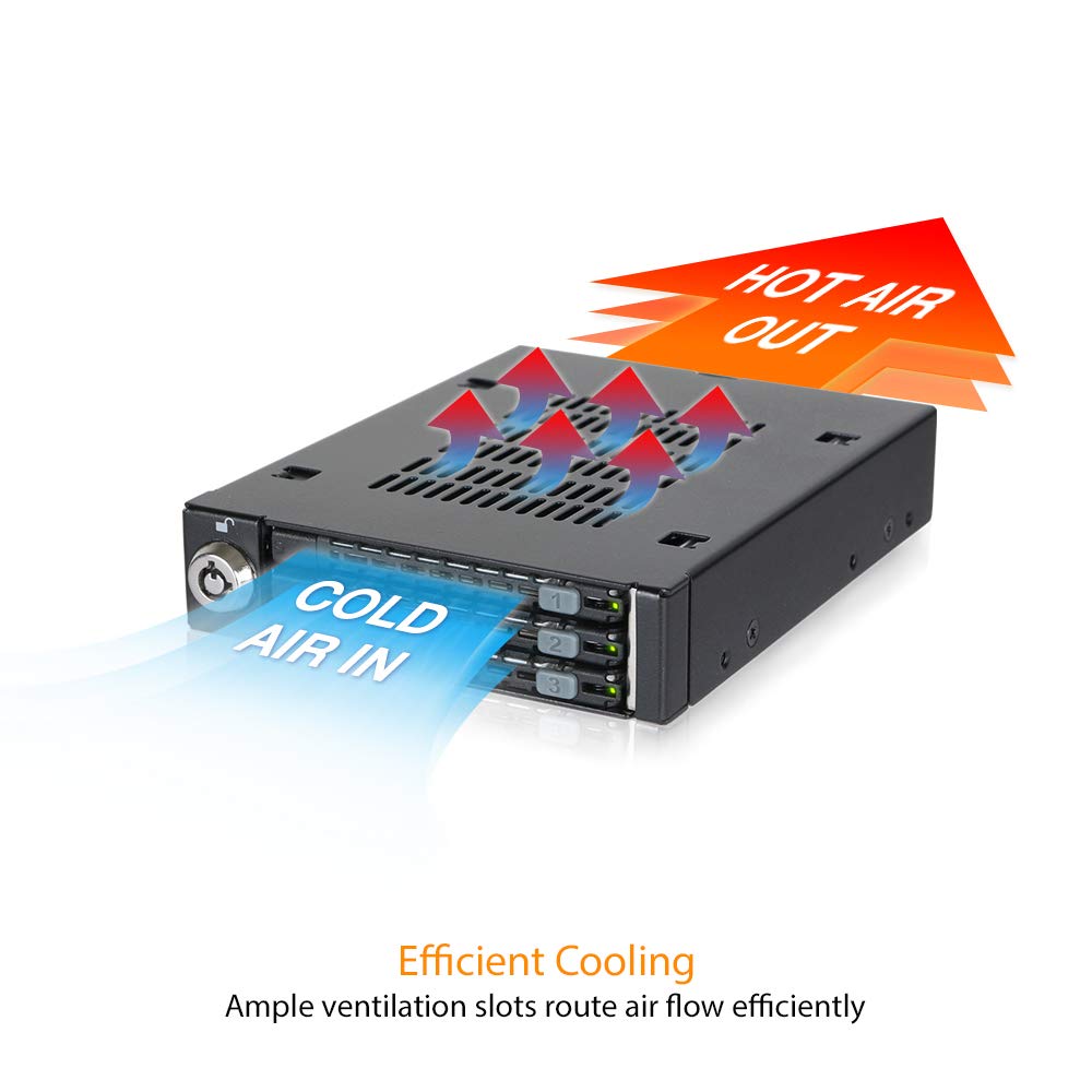 ICY DOCK MB993SK-B Triple Bay 2.5" SAS/SATA HDD & SSD Mobile Rack For 3.5" Front