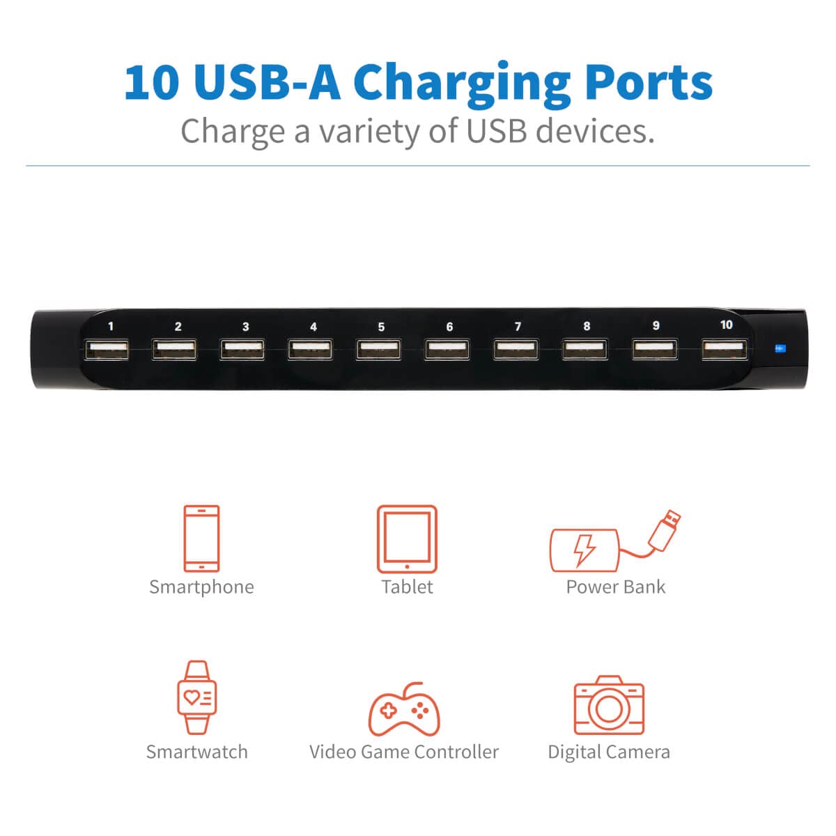 Tripp Lite U280-010-ST 10-Port USB Charging Station with Adjustable Storage, 12V