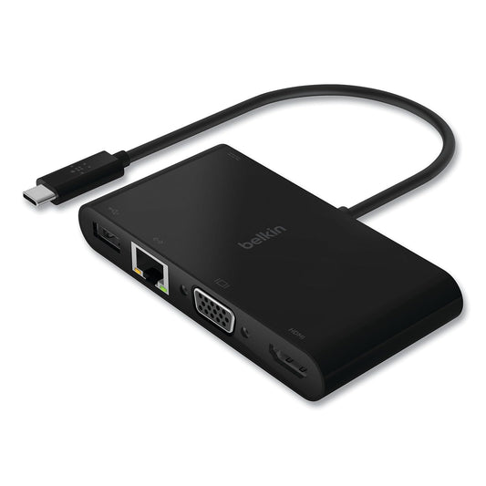 Belkin AVC004BK-BL USB-C Multimedia + Charge Adapter for Notebook - 100 W - USB