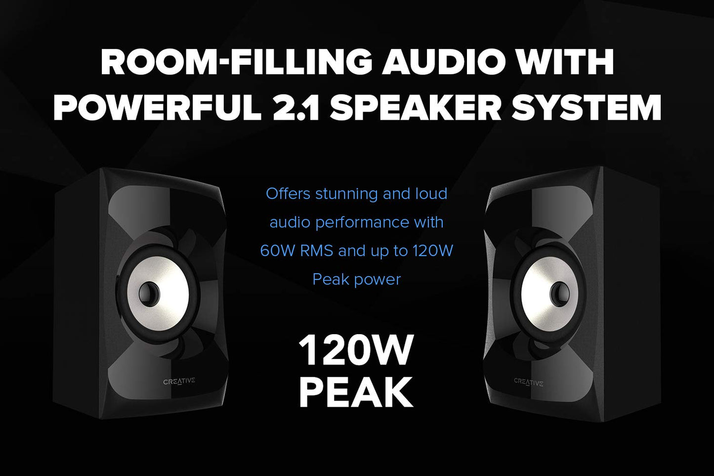 Creative SBS E2900 2.1 Powerful Bluetooth Speaker System with Subwoofer, 3.5 mm