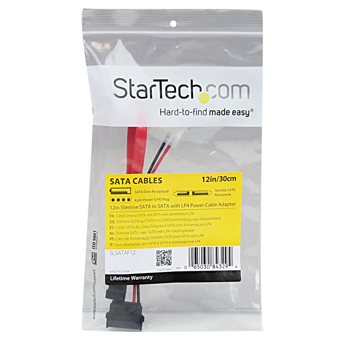 StarTech.com SLSATAF12 12" Slimline SATA to SATA with LP4 Power Cable Adapter