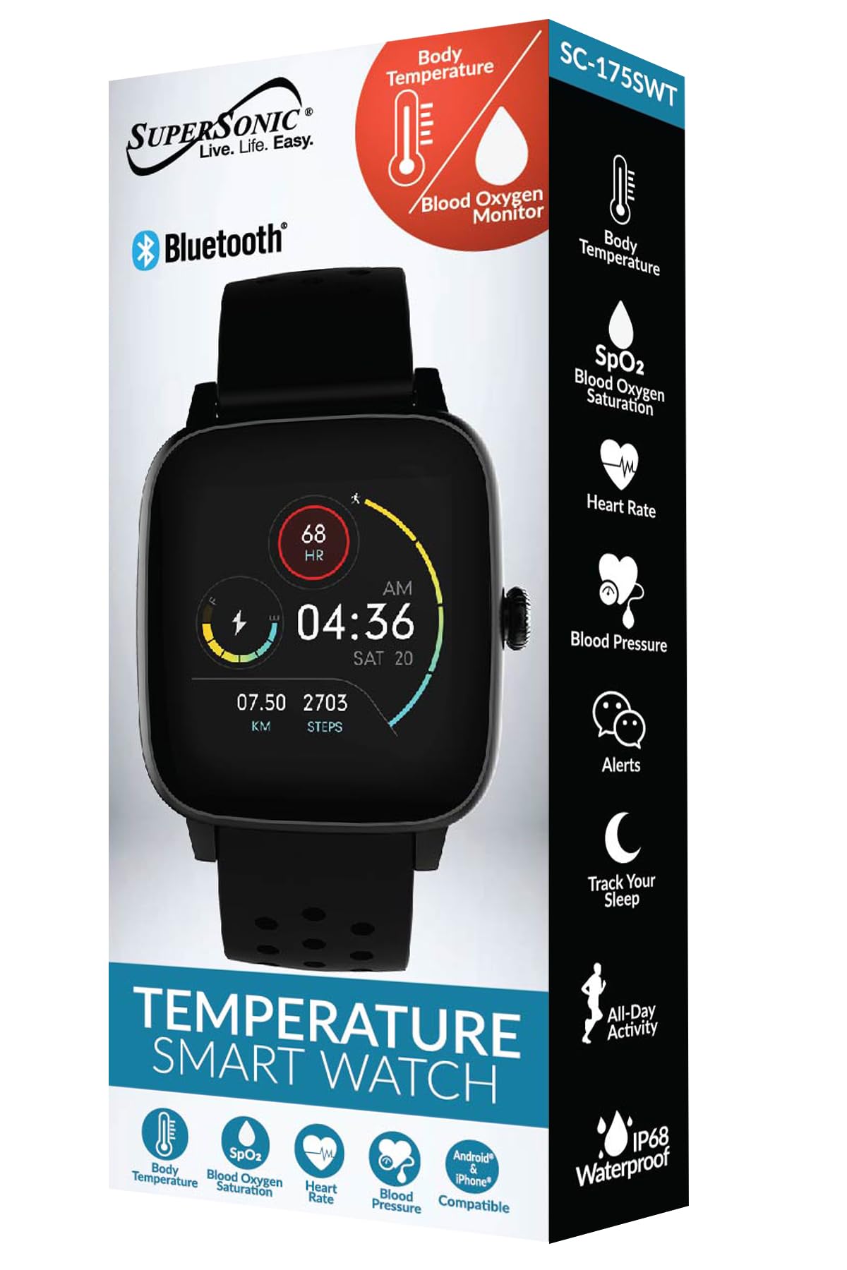 SUPERSONIC SC-175SWT Smart Watch Black