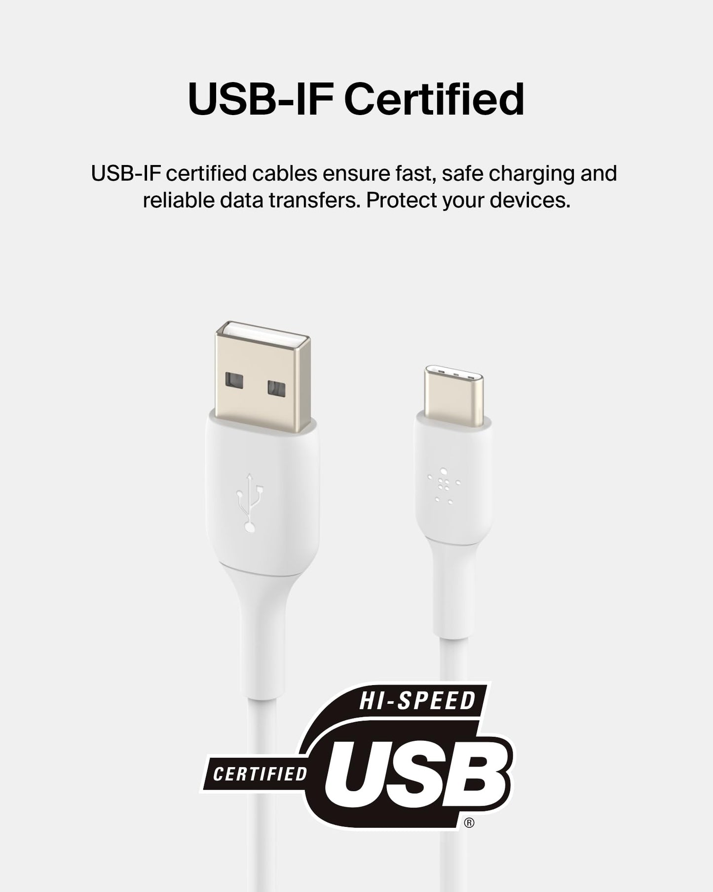 Belkin CAB001bt1MWH 3.3 ft. White Boost Charge USB-C to USB Cable, USB Type-C