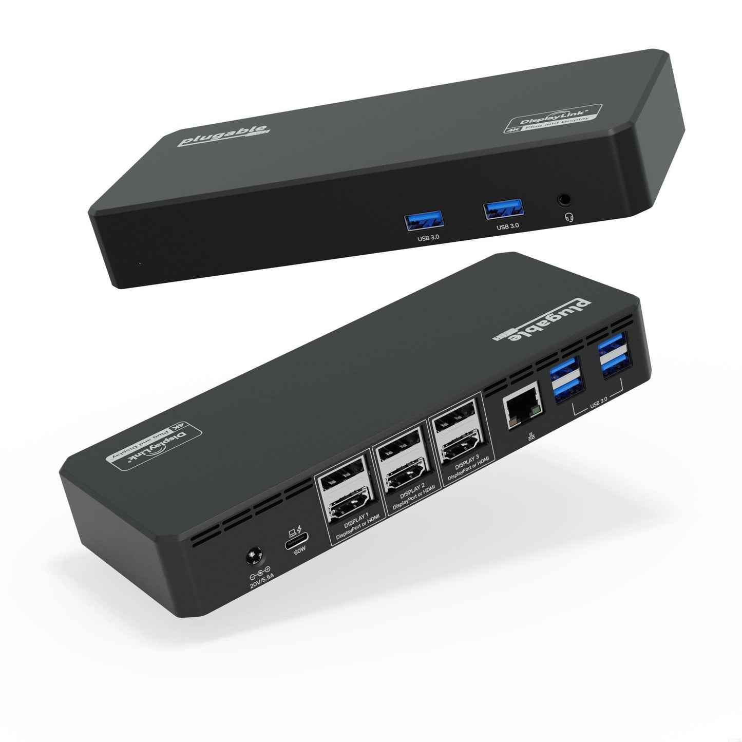 Plugable USB C Triple 4K Display Docking Station with 60W PD, 3x HDMI or 3x