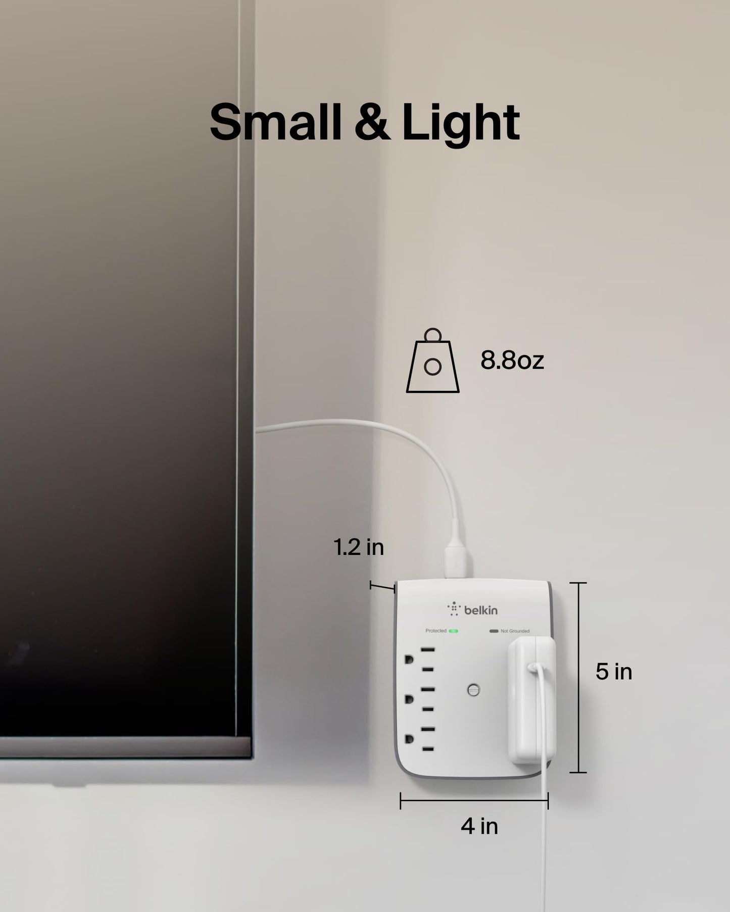 BELKIN BSV602tt Wall Mount 900 joule Surge Suppressor