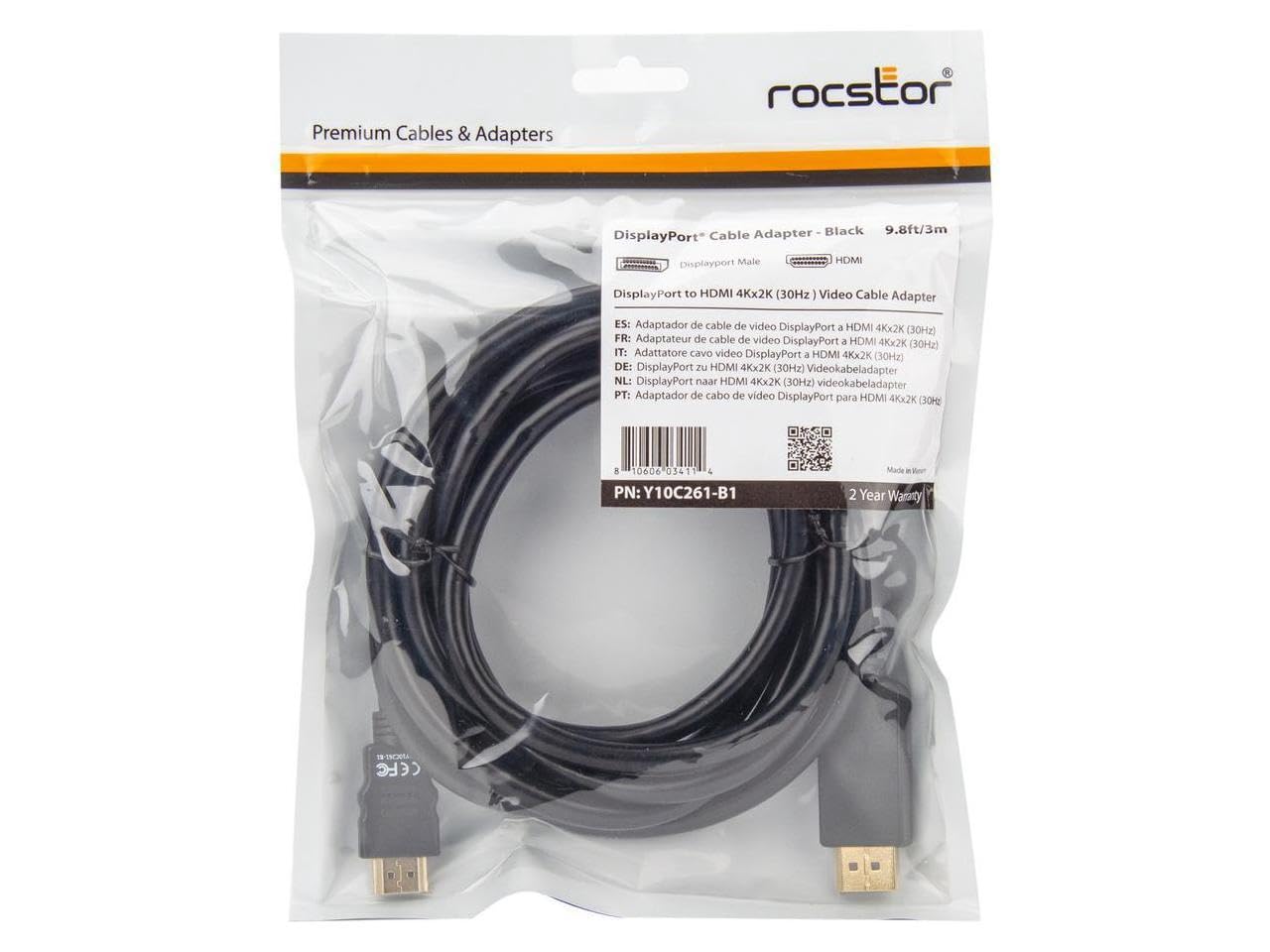 Rocstor DisplayPort/HDMI Audio/Video Cable Y10C261B1