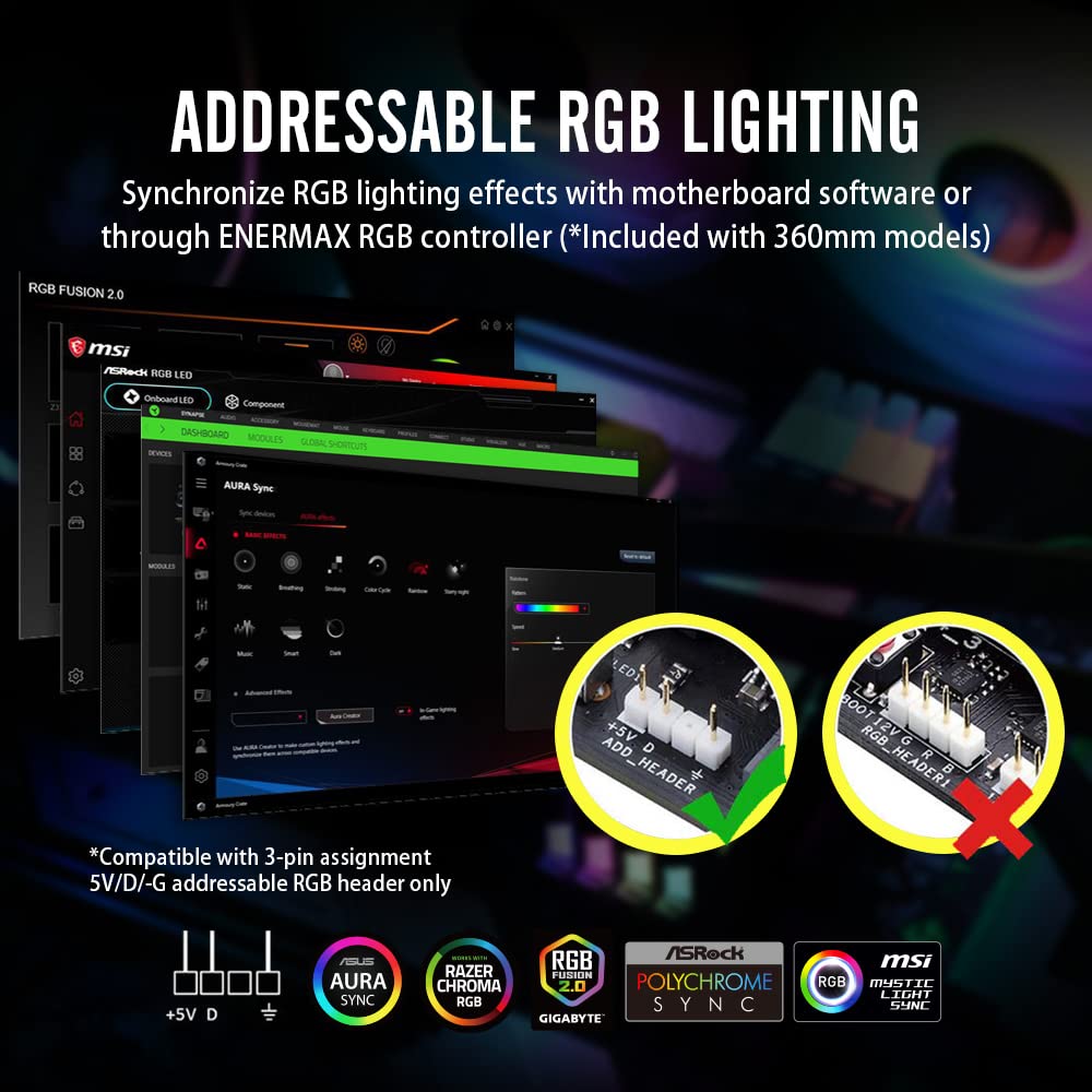 Enermax LIQMAX III 240 ARGB, All-in-one CPU Liquid Cooler for AM4 & AM5 / LGA