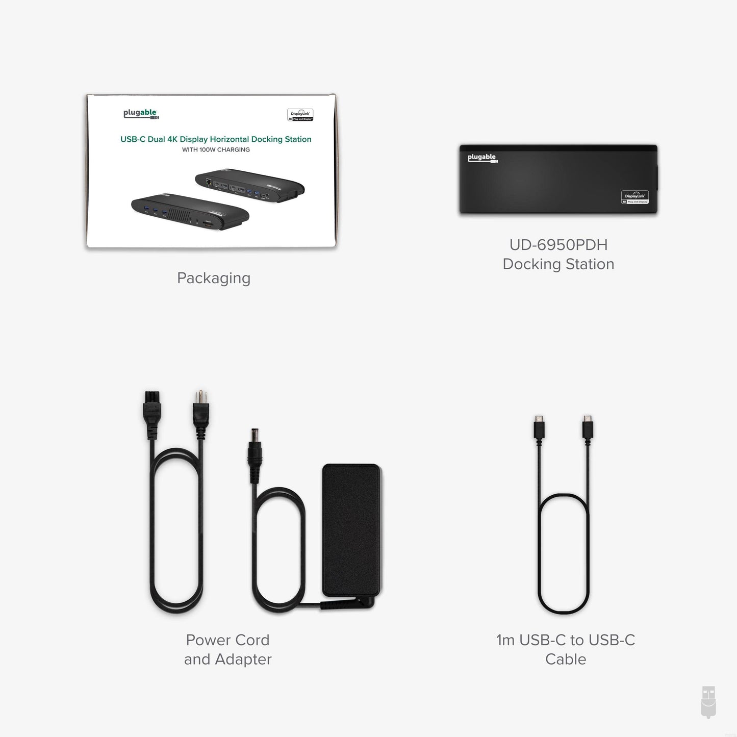 Plugable 13-in-1 USB C Docking Station Dual Monitor, 100W Charging, Dual 4K