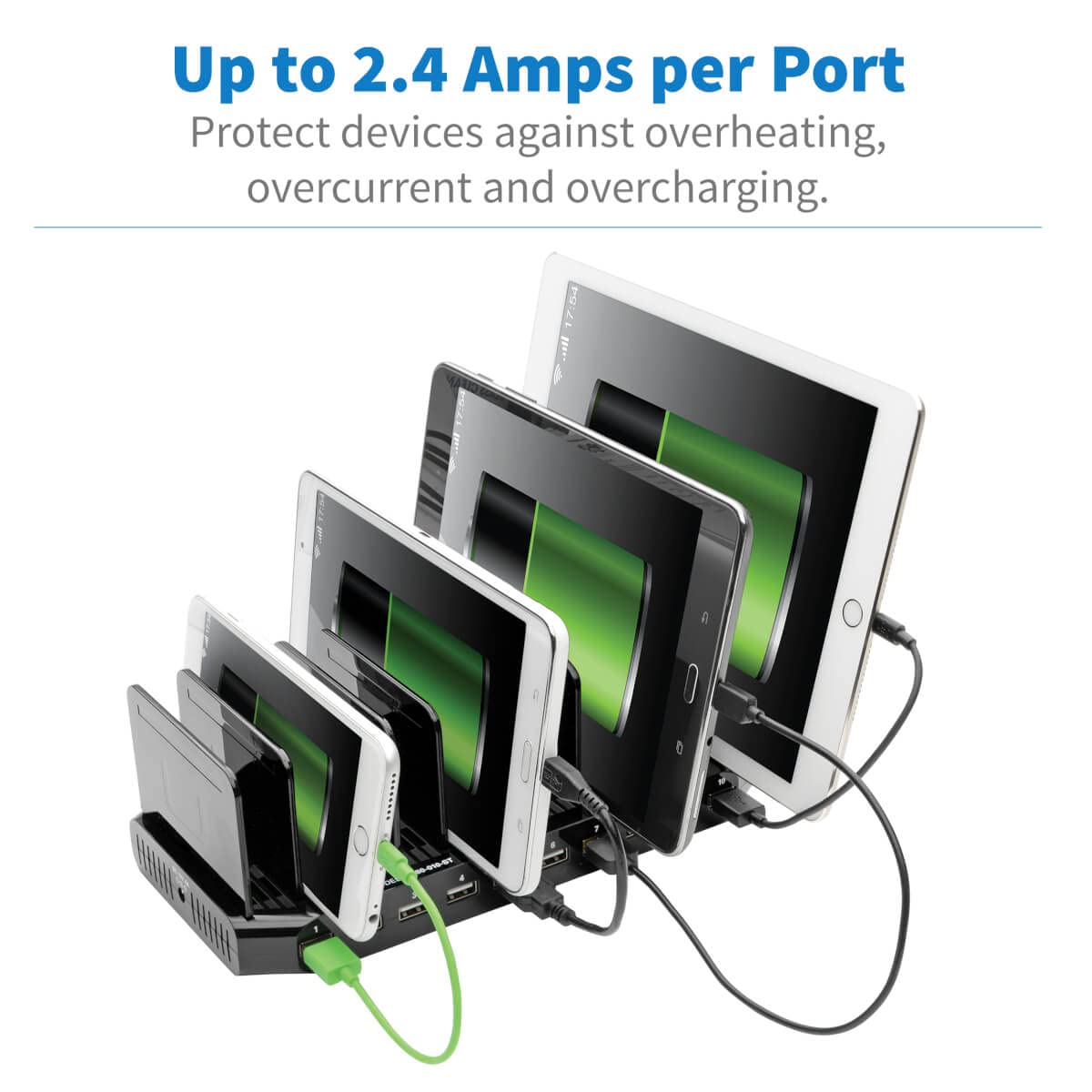 Tripp Lite U280-010-ST 10-Port USB Charging Station with Adjustable Storage, 12V