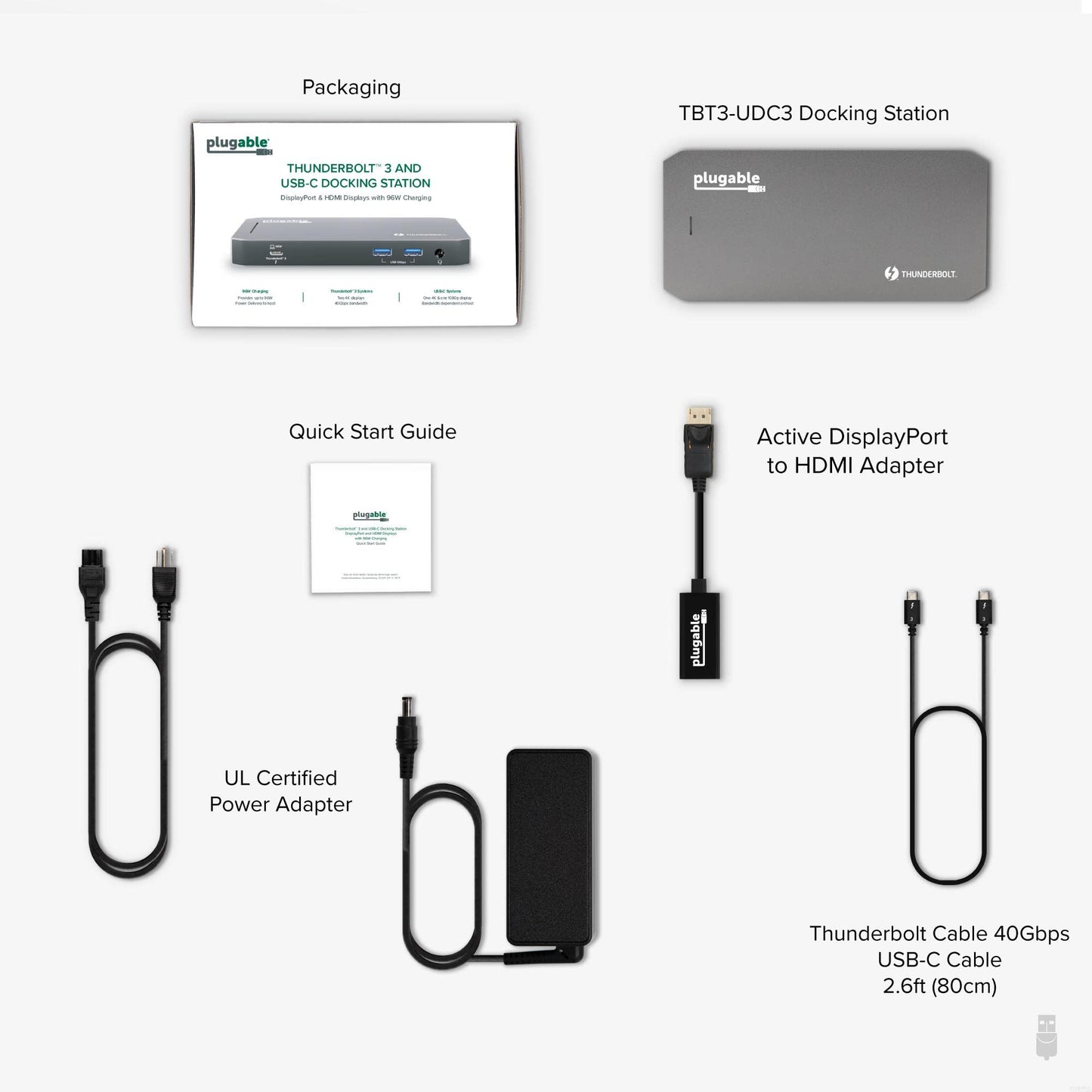 Plugable Thunderbolt 3 and USB C Docking Station with 96W Charging - Compatible