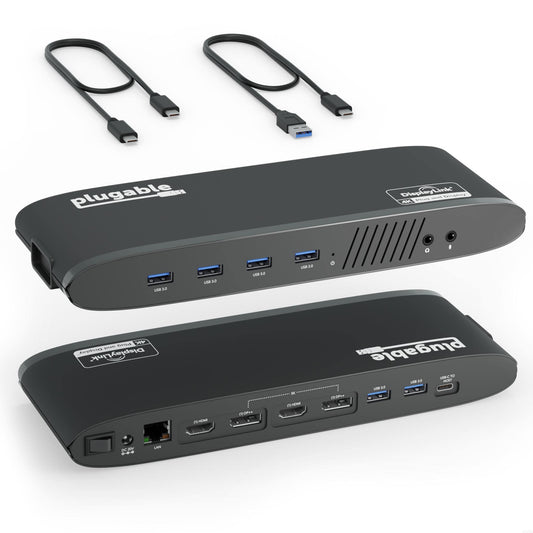 Plugable USB 3.0 Dual 4K Display Horizontal Docking Station with DisplayPort and