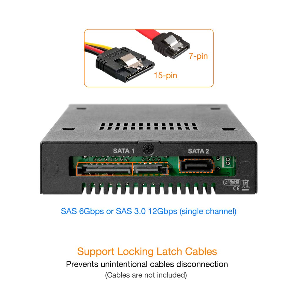 ICY DOCK Full Metal 2 Bay 2.5 SATA/SAS HDD & SSD Hot Swap Mobile Rack Enclosure