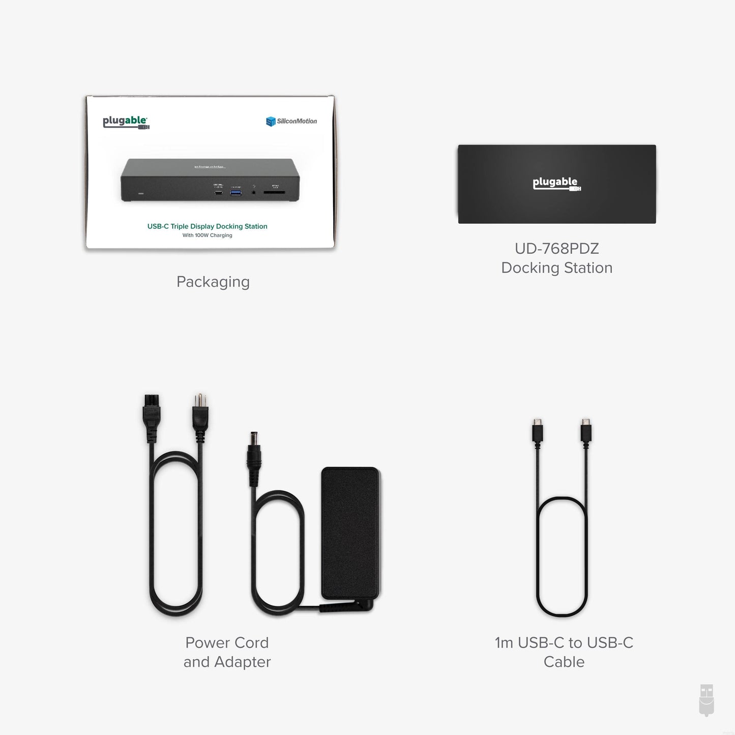 Plugable 13-in-1 USB-C Triple Monitor Docking Station with 100W Laptop Charging,