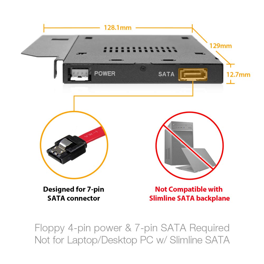 ICY DOCK 2.5" SATA/SAS HDD/SSD Hot Swap Mobile Rack for Slim ODD or Slim FDD