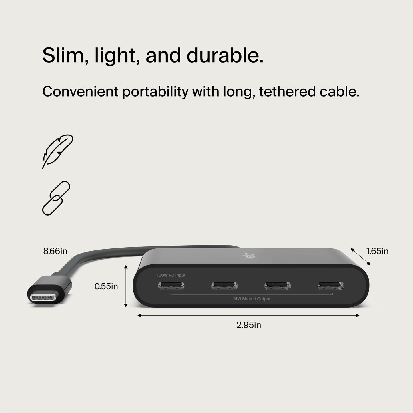 Belkin Connect USB-C to 4-Port USB-C Hub, Multiport Adapter Dongle with 4 USB-C