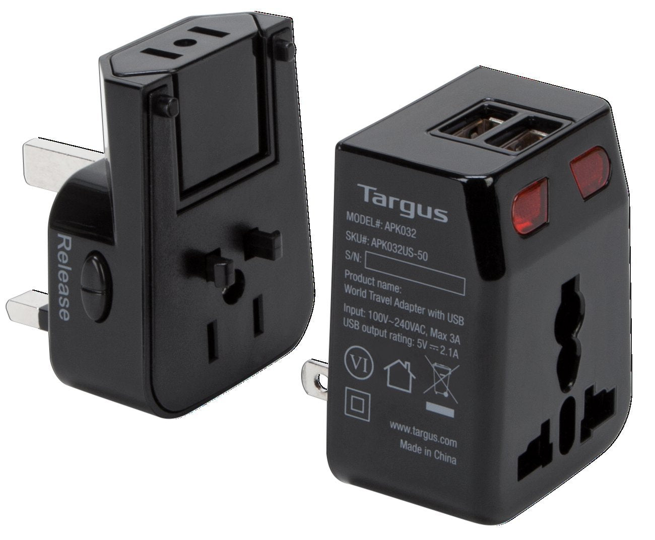 Targus World Travel Power Adapter with Dual USB Charging Ports - APK032US