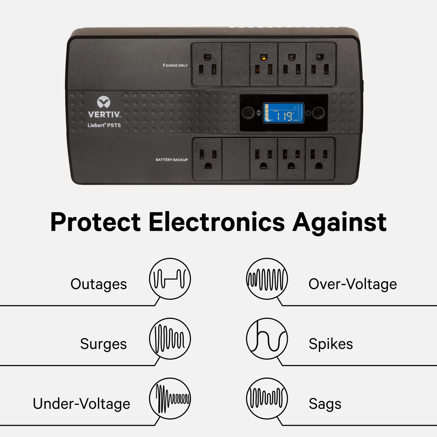 Vertiv Liebert PST5 PST5-660MT120 660 VA 400W 8 Outlets UPS