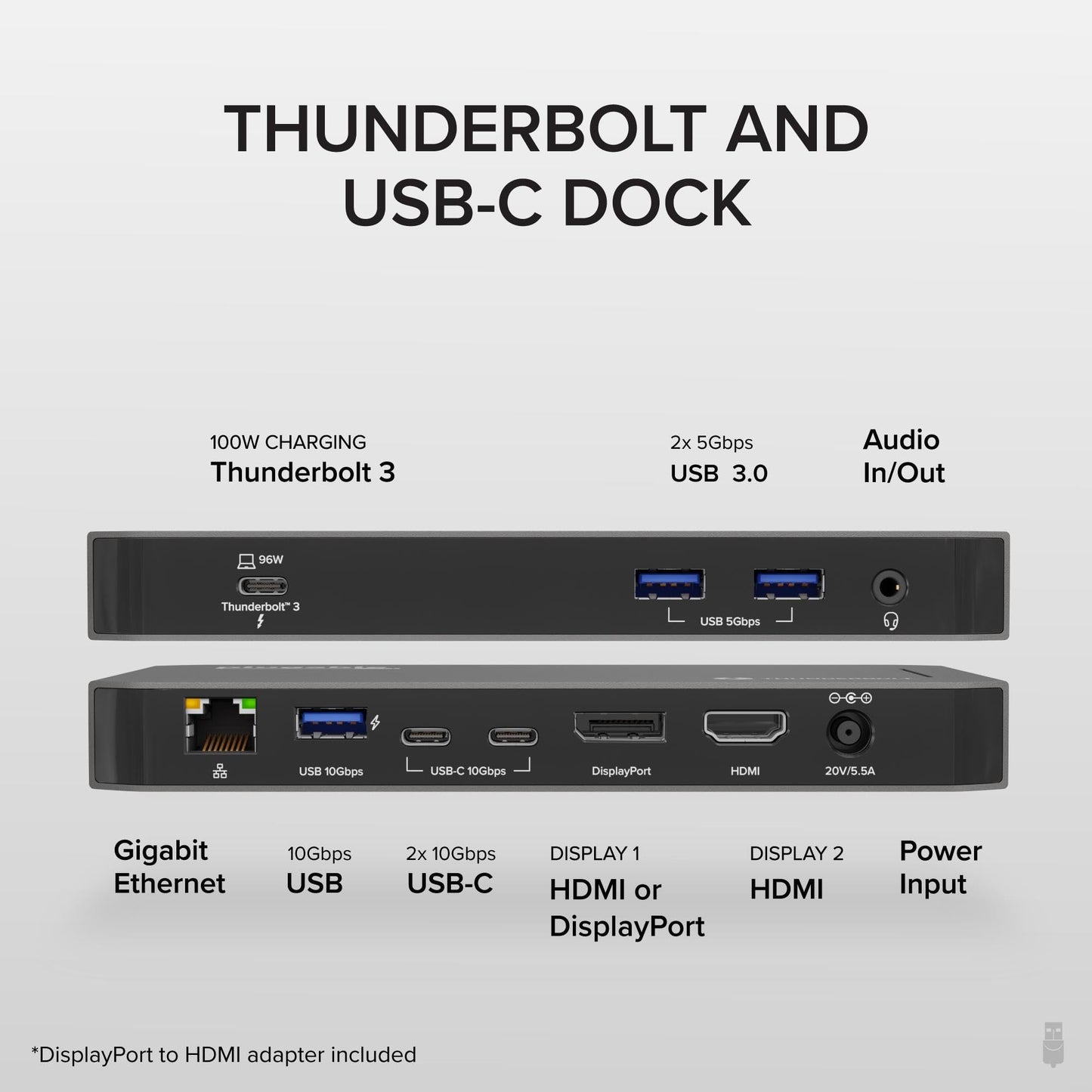 Plugable Thunderbolt 3 and USB C Docking Station with 96W Charging - Compatible